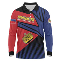 Personalized Liechtenstein Long Sleeve Polo Shirt Crown Symbol - Wonder Print Shop