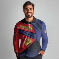 Personalized Liechtenstein Long Sleeve Polo Shirt Crown Symbol - Wonder Print Shop