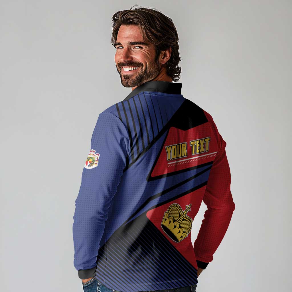 Personalized Liechtenstein Long Sleeve Polo Shirt Crown Symbol - Wonder Print Shop