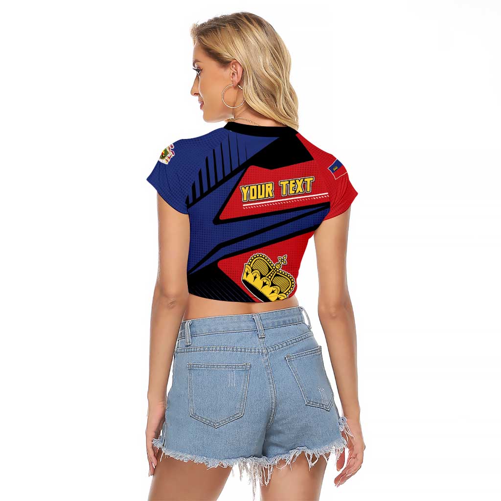 Personalized Liechtenstein Raglan Cropped T Shirt Crown Symbol - Wonder Print Shop