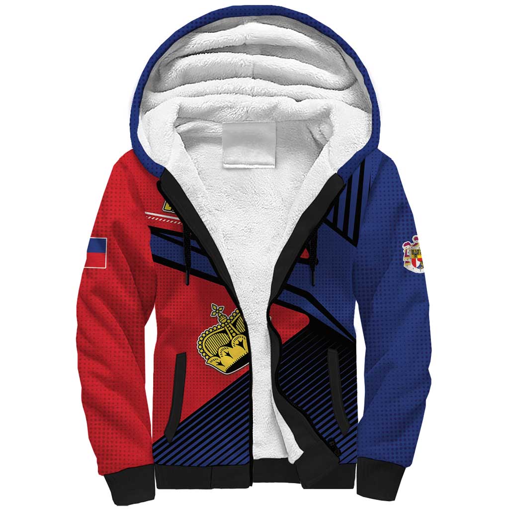 Personalized Liechtenstein Sherpa Hoodie Crown Symbol - Wonder Print Shop