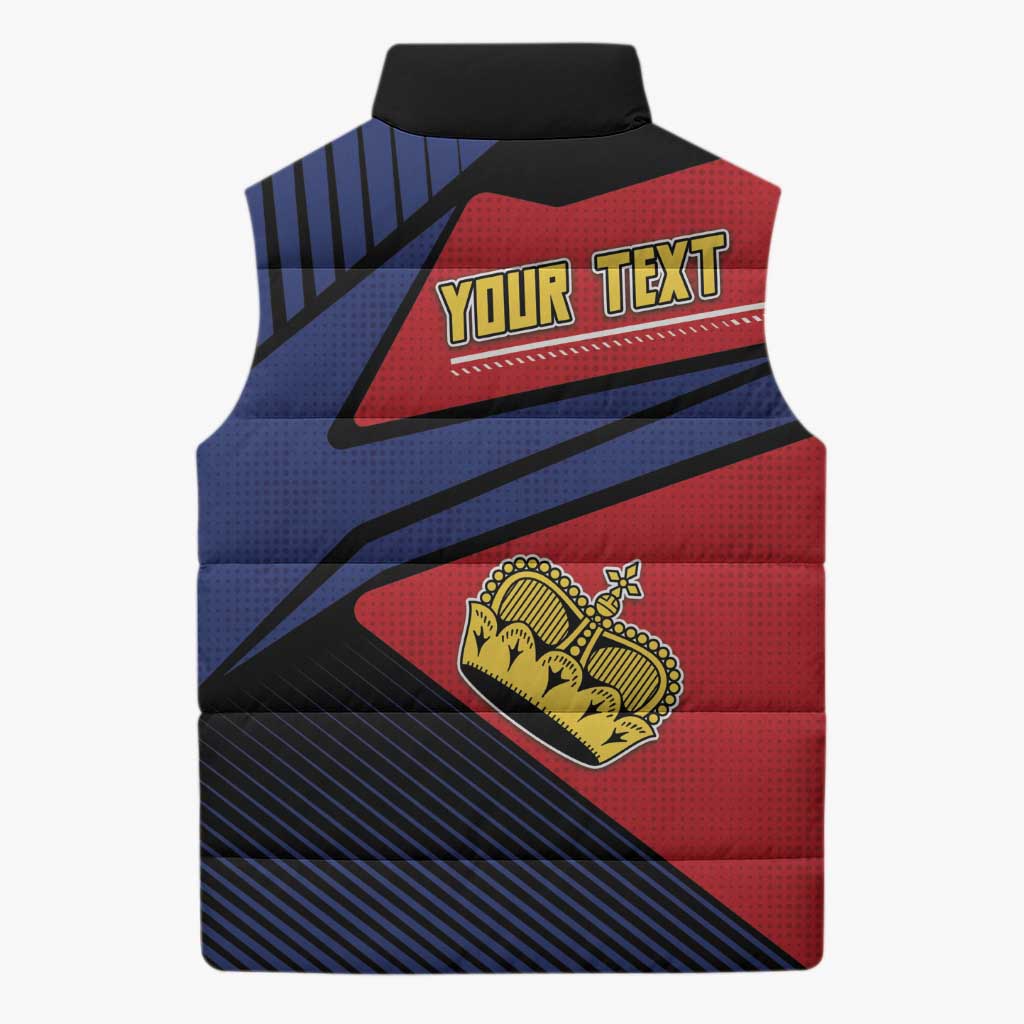 Personalized Liechtenstein Sleeveless Puffer Jacket Crown Symbol - Wonder Print Shop