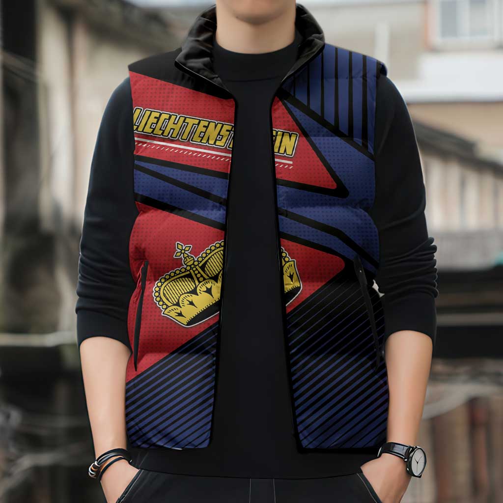 Personalized Liechtenstein Sleeveless Puffer Jacket Crown Symbol - Wonder Print Shop