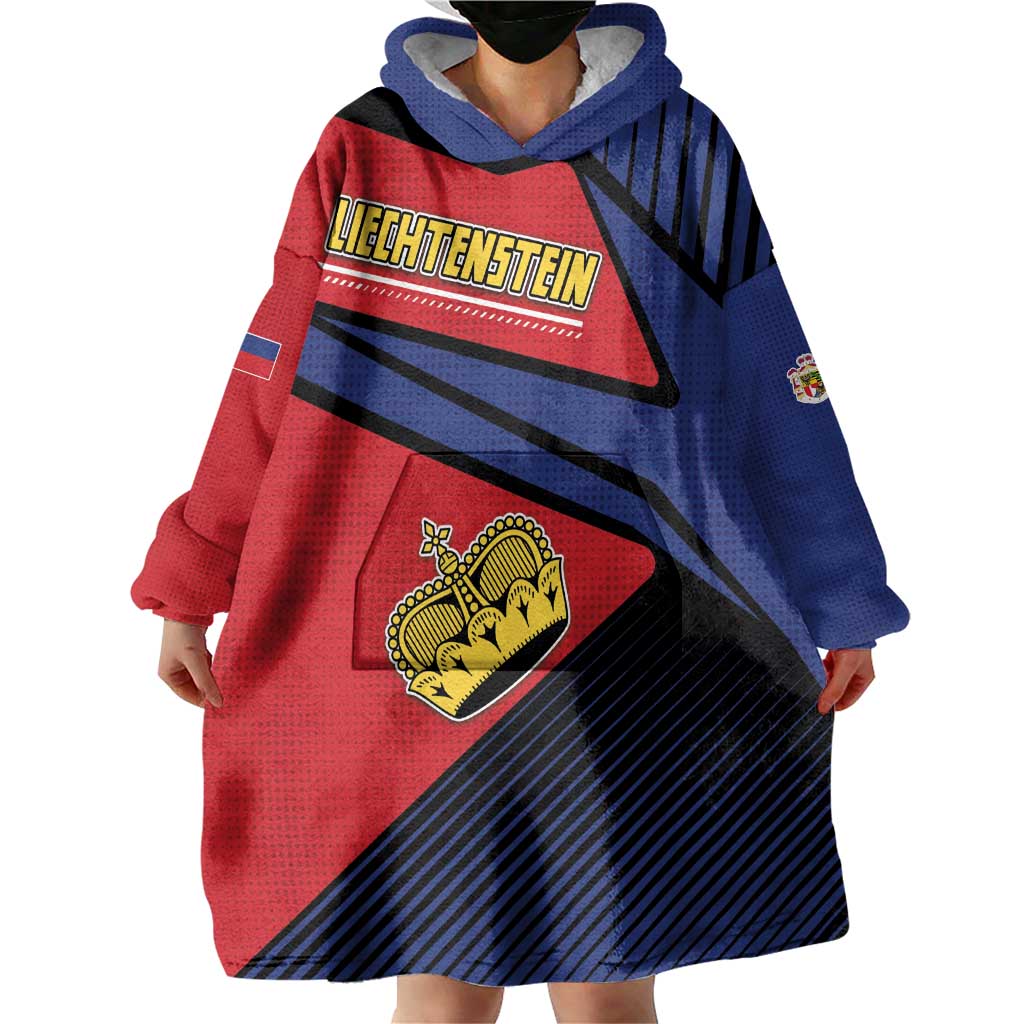 Personalized Liechtenstein Wearable Blanket Hoodie Crown Symbol - Wonder Print Shop