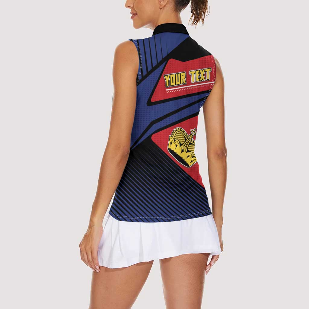 Personalized Liechtenstein Women Sleeveless Polo Shirt Crown Symbol - Wonder Print Shop