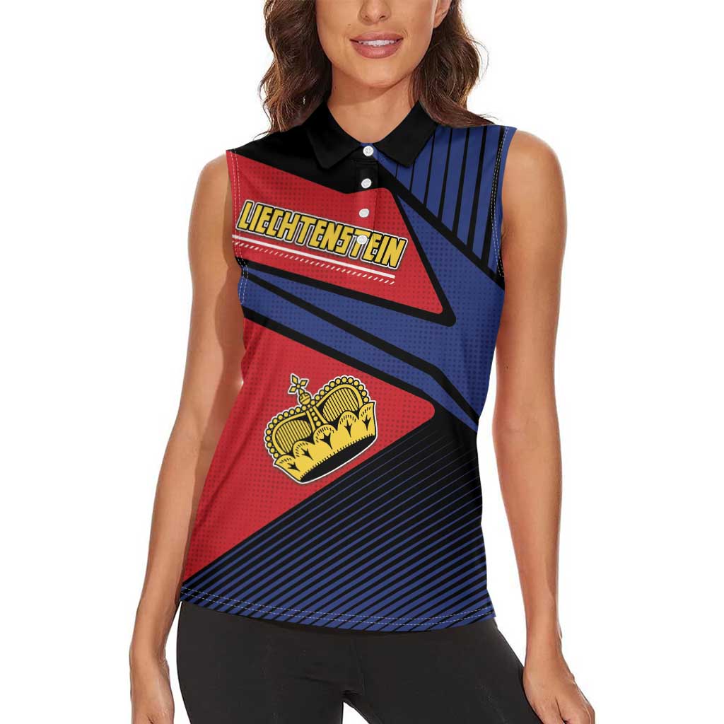 Personalized Liechtenstein Women Sleeveless Polo Shirt Crown Symbol - Wonder Print Shop