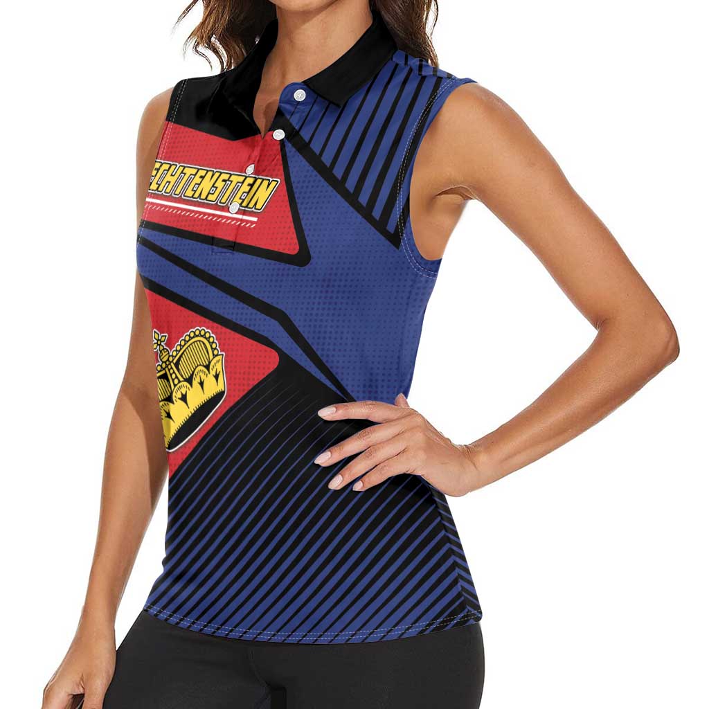Personalized Liechtenstein Women Sleeveless Polo Shirt Crown Symbol - Wonder Print Shop