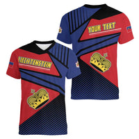 Personalized Liechtenstein Women V-Neck T-Shirt Crown Symbol - Wonder Print Shop