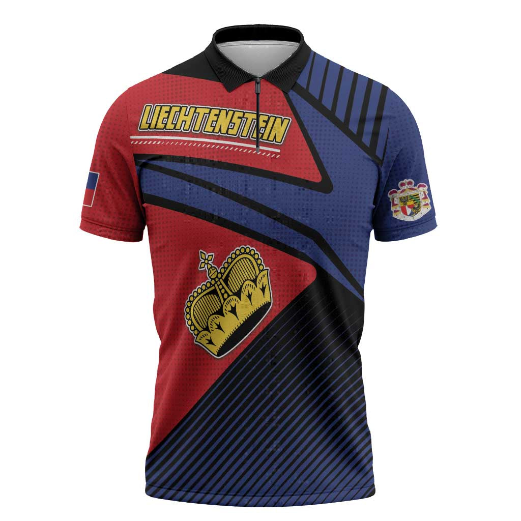 Personalized Liechtenstein Zipper Polo Shirt Crown Symbol - Wonder Print Shop