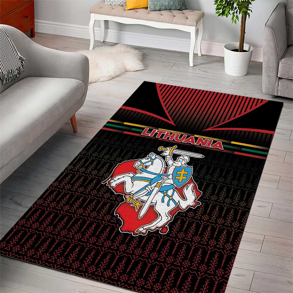 Lithuania Area Rug Knight In Armor With Map - Wonder Print Shop