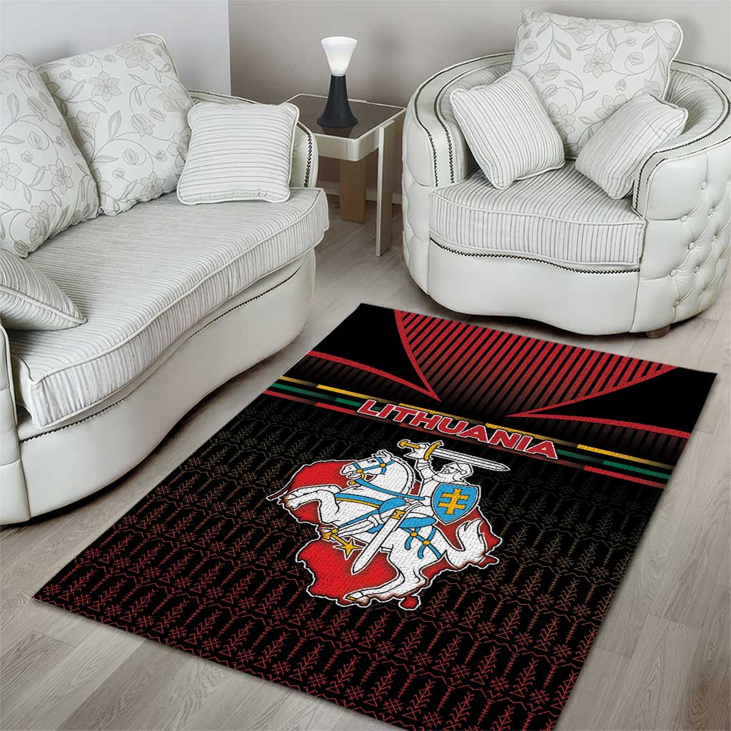 Lithuania Area Rug Knight In Armor With Map - Wonder Print Shop