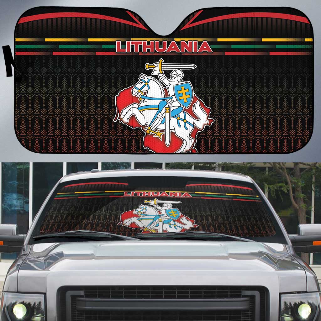 Lithuania Auto Sun Shade Knight In Armor With Map - Wonder Print Shop