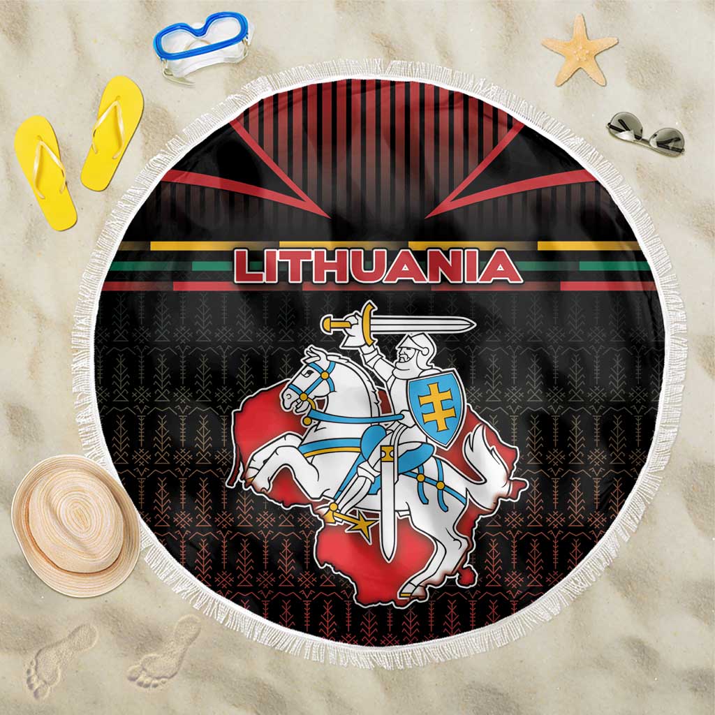 Lithuania Beach Blanket Knight In Armor With Map - Wonder Print Shop