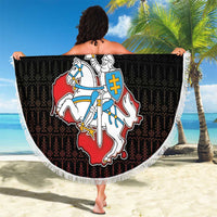 Lithuania Beach Blanket Knight In Armor With Map - Wonder Print Shop