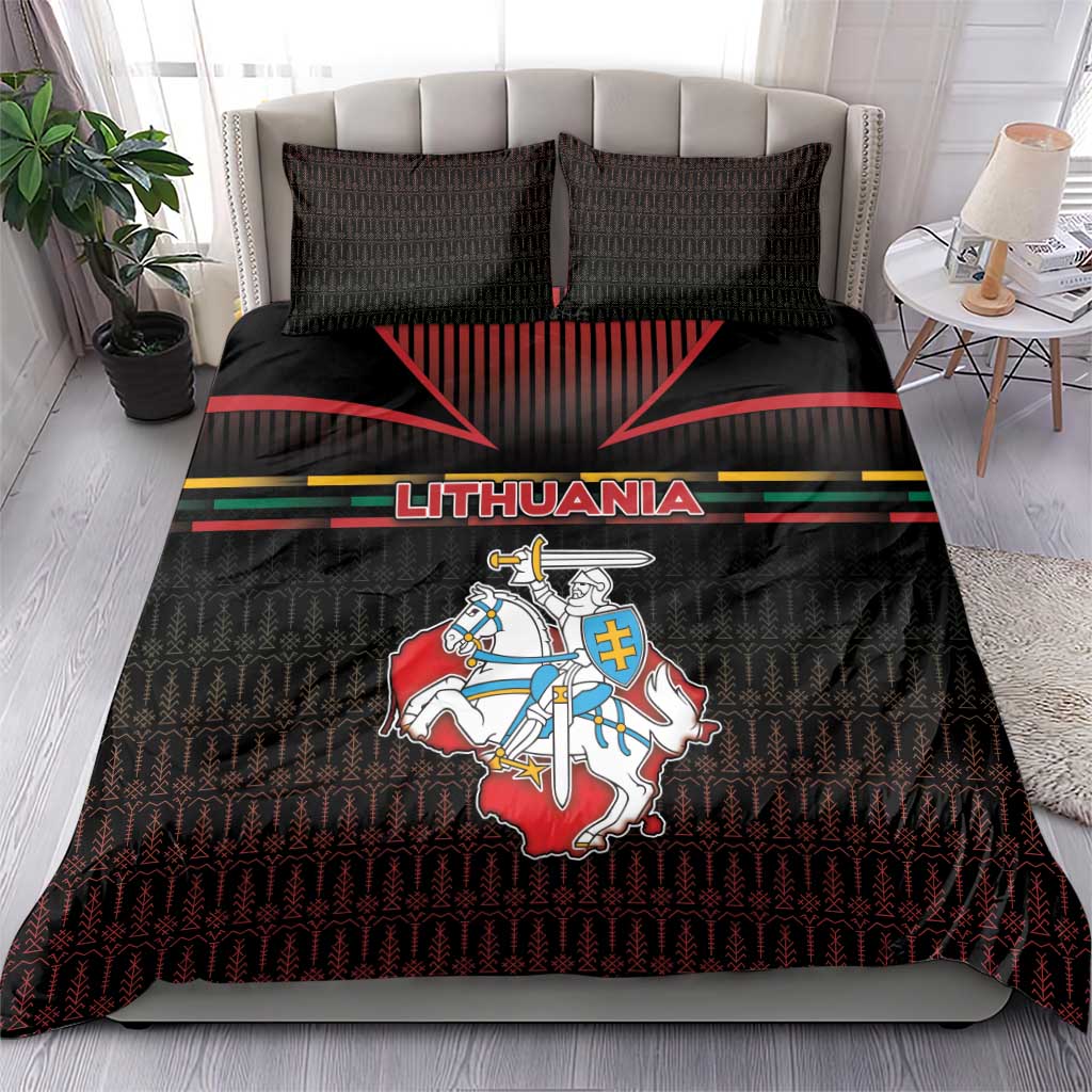 Lithuania Bedding Set Knight In Armor With Map - Wonder Print Shop