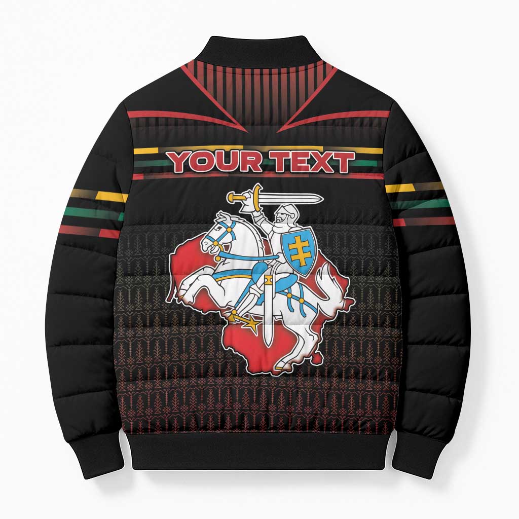 Personalized Lithuania Bomber Puffer Jacket Knight In Armor With Map - Wonder Print Shop