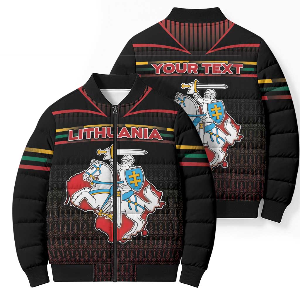 Personalized Lithuania Bomber Puffer Jacket Knight In Armor With Map - Wonder Print Shop