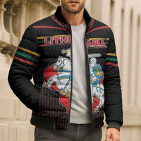 Personalized Lithuania Bomber Puffer Jacket Knight In Armor With Map - Wonder Print Shop