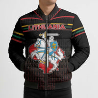 Personalized Lithuania Bomber Puffer Jacket Knight In Armor With Map - Wonder Print Shop