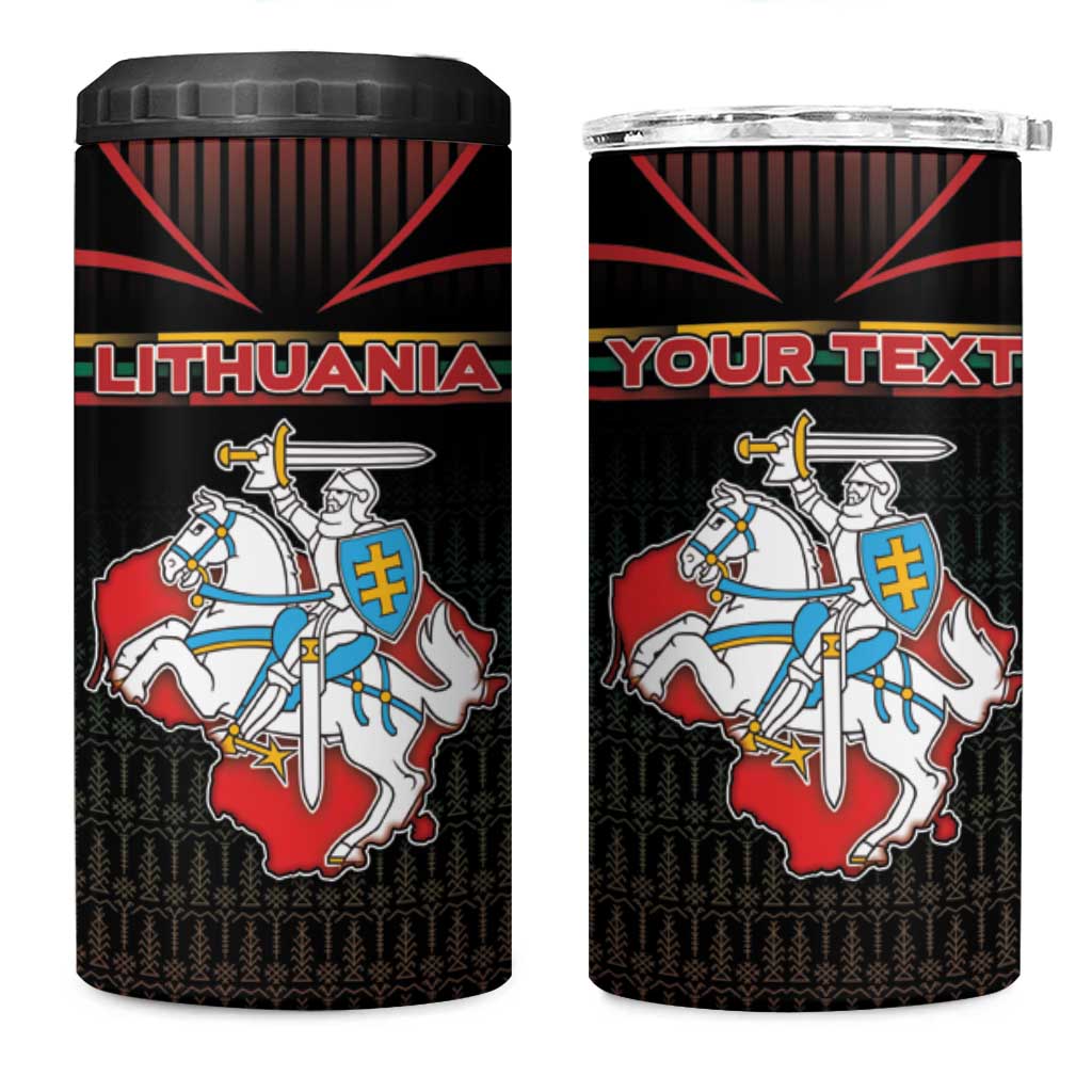 Personalized Lithuania 4 in 1 Can Cooler Tumbler Knight In Armor With Map - Wonder Print Shop