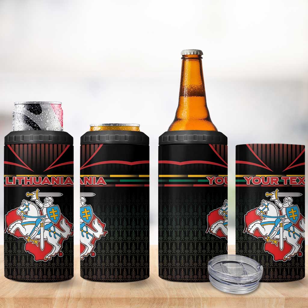 Personalized Lithuania 4 in 1 Can Cooler Tumbler Knight In Armor With Map - Wonder Print Shop