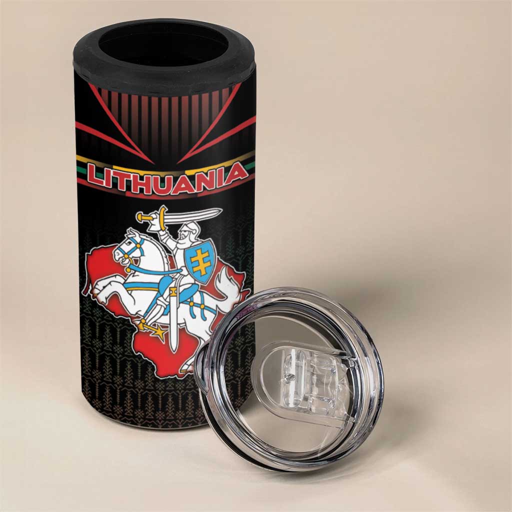 Personalized Lithuania 4 in 1 Can Cooler Tumbler Knight In Armor With Map - Wonder Print Shop