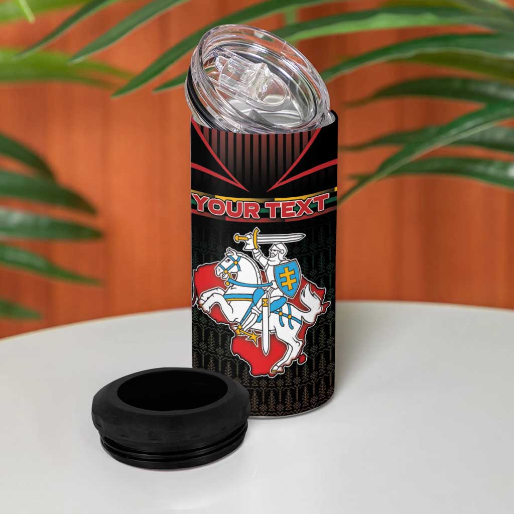 Personalized Lithuania 4 in 1 Can Cooler Tumbler Knight In Armor With Map - Wonder Print Shop