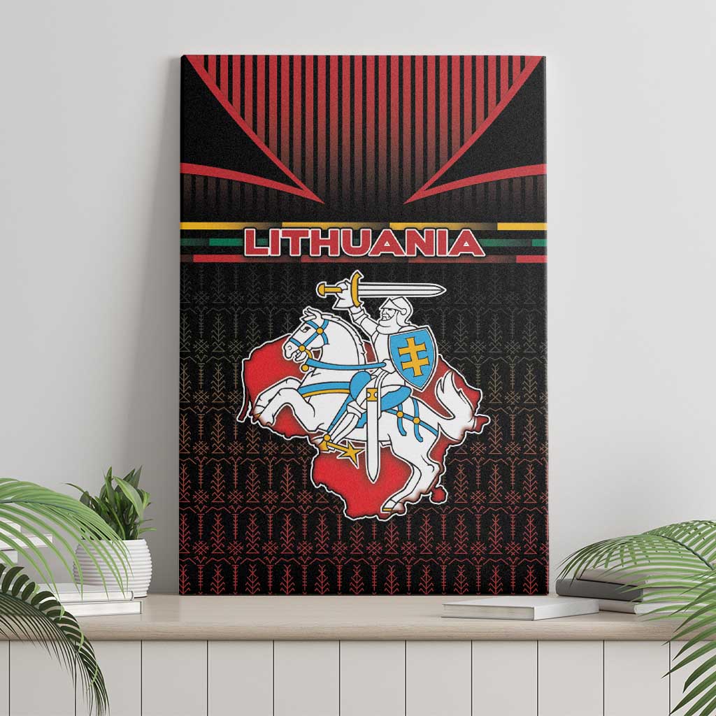 Lithuania Canvas Wall Art Knight In Armor With Map - Wonder Print Shop