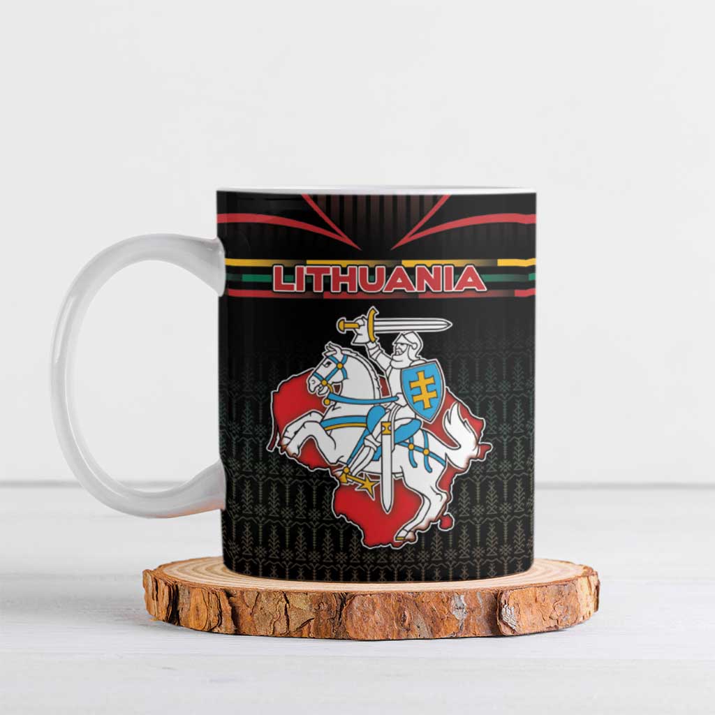 Personalized Lithuania Ceramic Mug Knight In Armor With Map - Wonder Print Shop