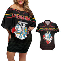 Personalized Lithuania Couples Matching Off Shoulder Short Dress and Hawaiian Shirt Knight In Armor With Map - Wonder Print Shop