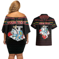 Personalized Lithuania Couples Matching Off Shoulder Short Dress and Hawaiian Shirt Knight In Armor With Map - Wonder Print Shop