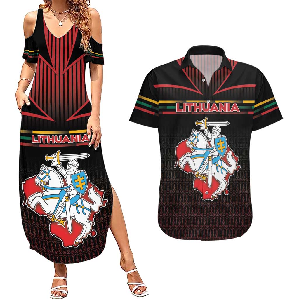 Personalized Lithuania Couples Matching Summer Maxi Dress and Hawaiian Shirt Knight In Armor With Map - Wonder Print Shop