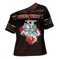 Personalized Lithuania Cross Shoulder Shirt Knight In Armor With Map - Wonder Print Shop