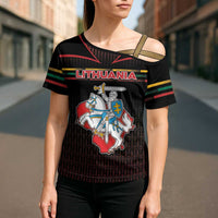 Personalized Lithuania Cross Shoulder Shirt Knight In Armor With Map - Wonder Print Shop