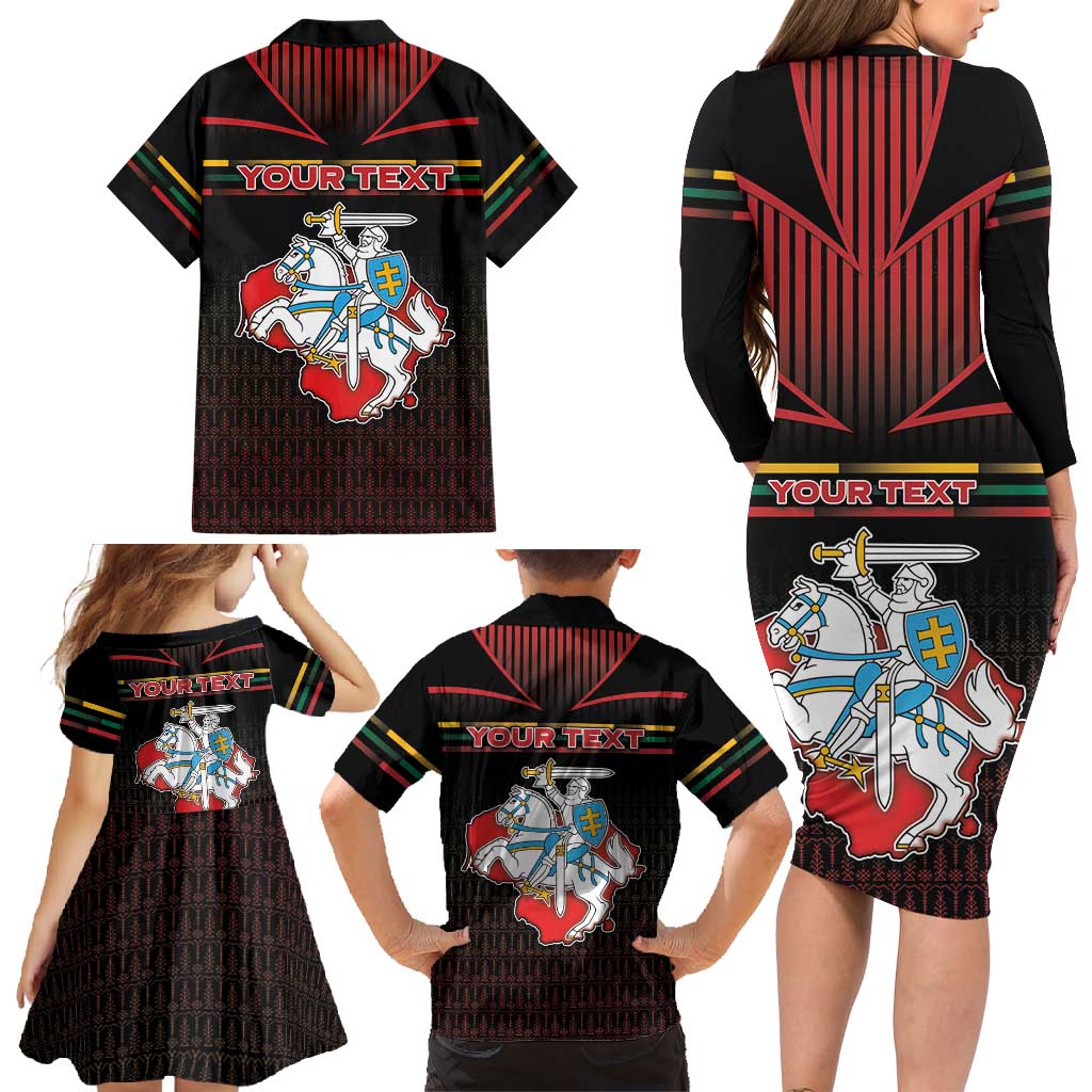 Personalized Lithuania Family Matching Long Sleeve Bodycon Dress and Hawaiian Shirt Knight In Armor With Map - Wonder Print Shop