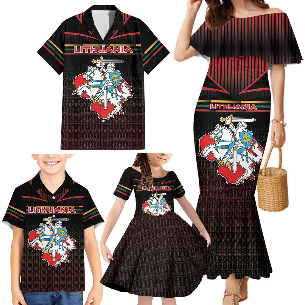 Personalized Lithuania Family Matching Mermaid Dress and Hawaiian Shirt Knight In Armor With Map - Wonder Print Shop