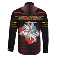 Personalized Lithuania Family Matching Off The Shoulder Long Sleeve Dress and Hawaiian Shirt Knight In Armor With Map - Wonder Print Shop