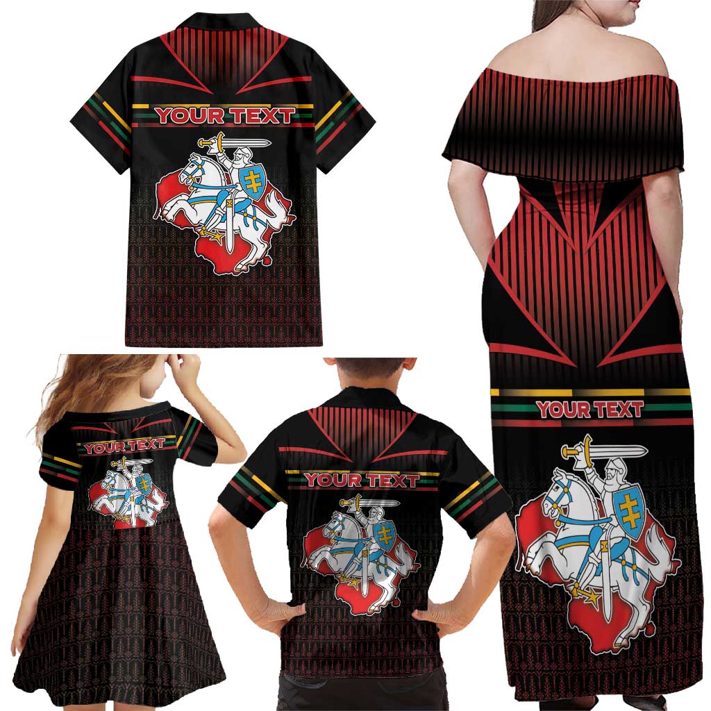Personalized Lithuania Family Matching Off Shoulder Maxi Dress and Hawaiian Shirt Knight In Armor With Map - Wonder Print Shop