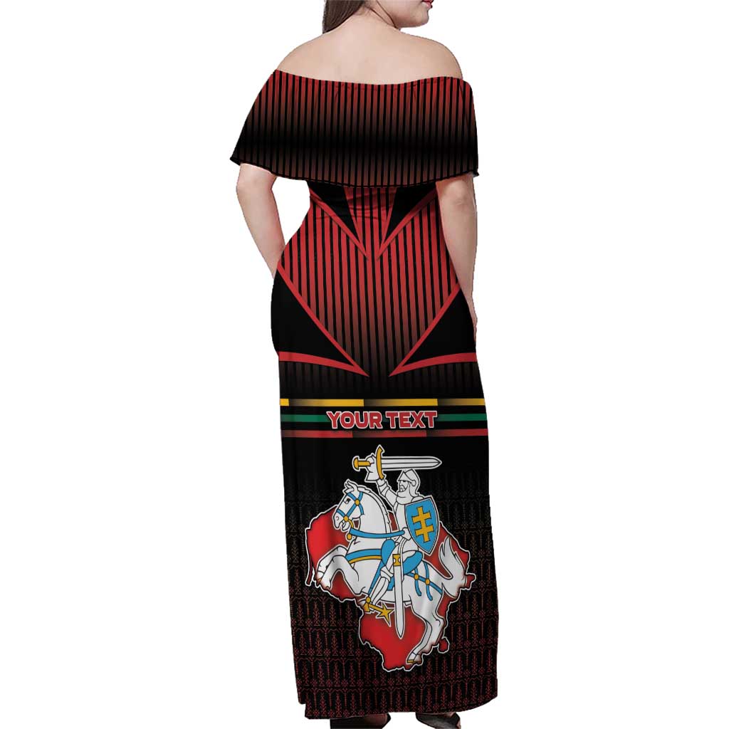 Personalized Lithuania Family Matching Off Shoulder Maxi Dress and Hawaiian Shirt Knight In Armor With Map - Wonder Print Shop