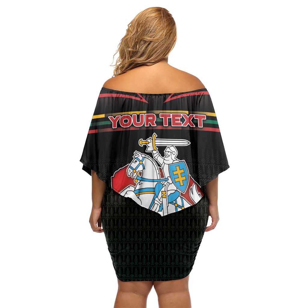 Personalized Lithuania Family Matching Off Shoulder Short Dress and Hawaiian Shirt Knight In Armor With Map - Wonder Print Shop