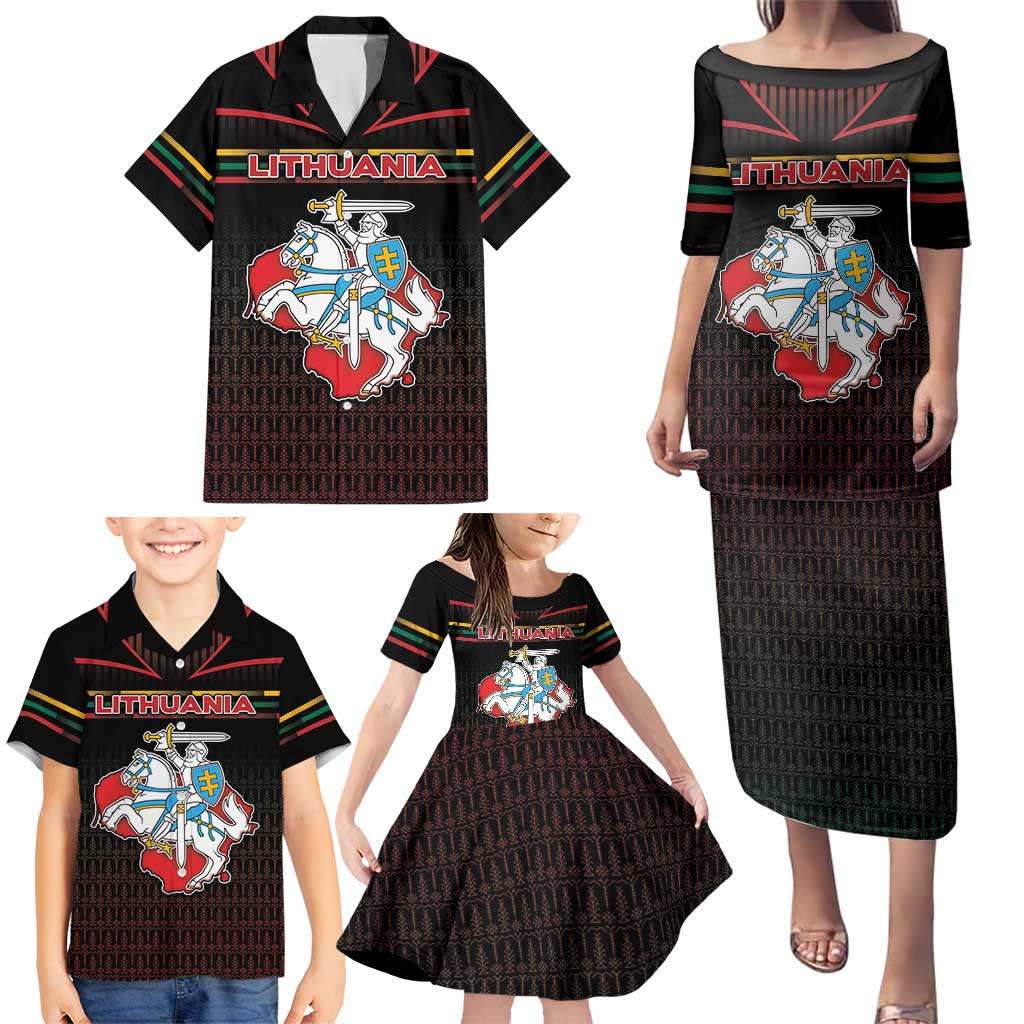 Personalized Lithuania Family Matching Puletasi and Hawaiian Shirt Knight In Armor With Map - Wonder Print Shop
