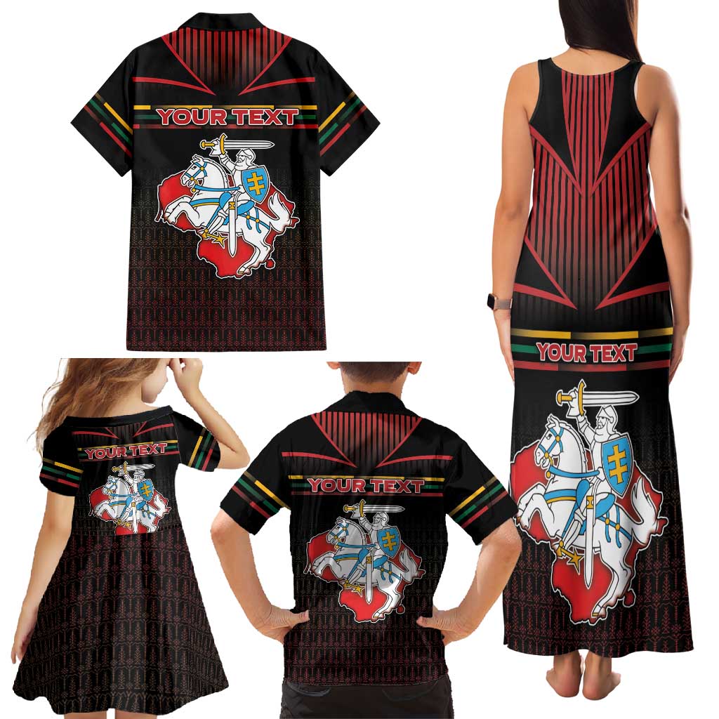 Personalized Lithuania Family Matching Tank Maxi Dress and Hawaiian Shirt Knight In Armor With Map - Wonder Print Shop