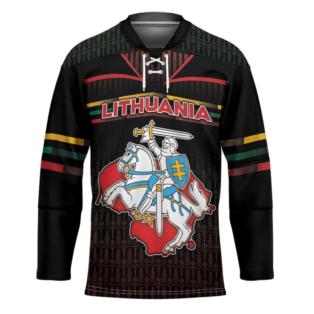 Personalized Lithuania Hockey Jersey Knight In Armor With Map - Wonder Print Shop