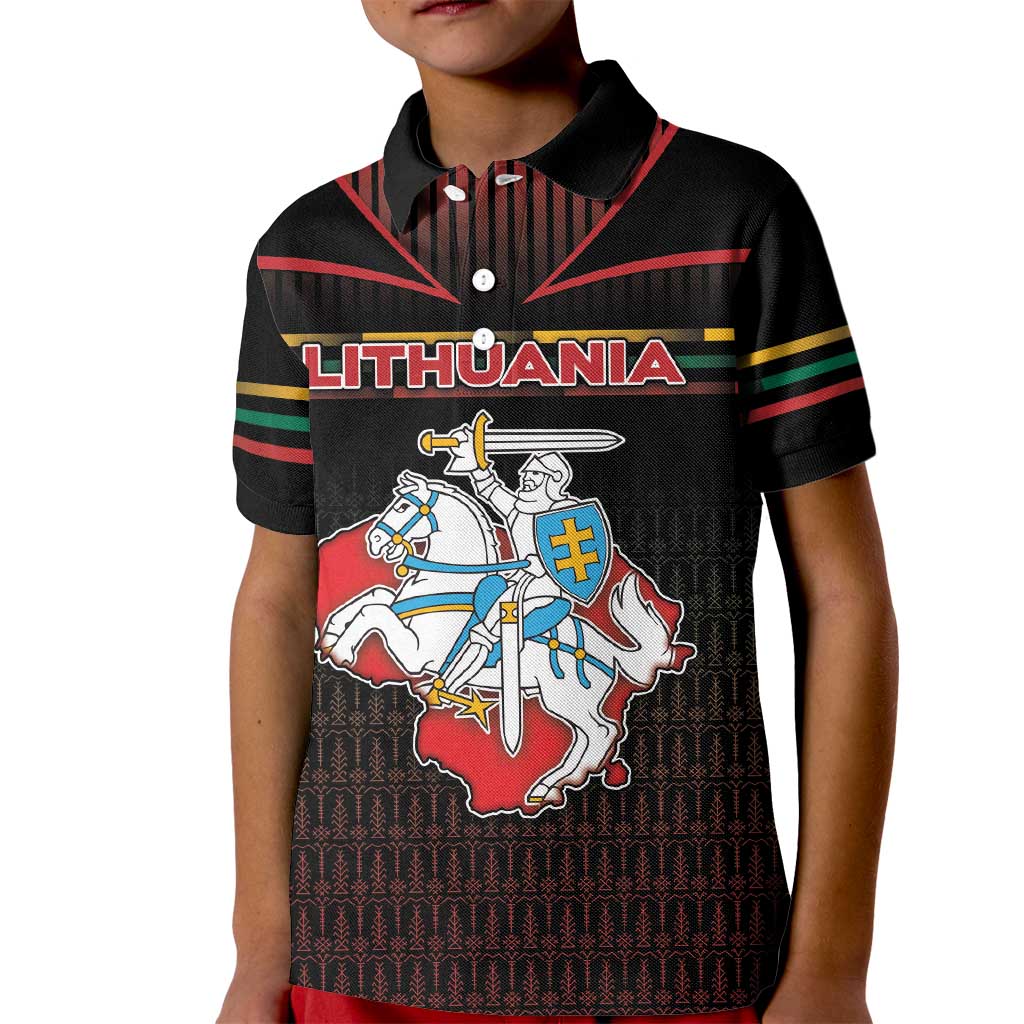 Personalized Lithuania Kid Polo Shirt Knight In Armor With Map - Wonder Print Shop