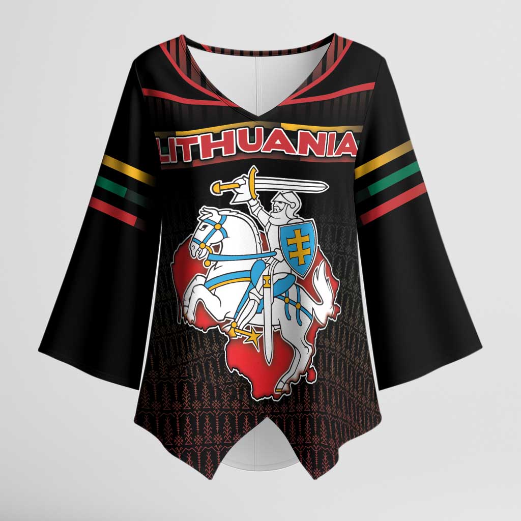 Personalized Lithuania Kimono Sleeve Blouse Knight In Armor With Map - Wonder Print Shop