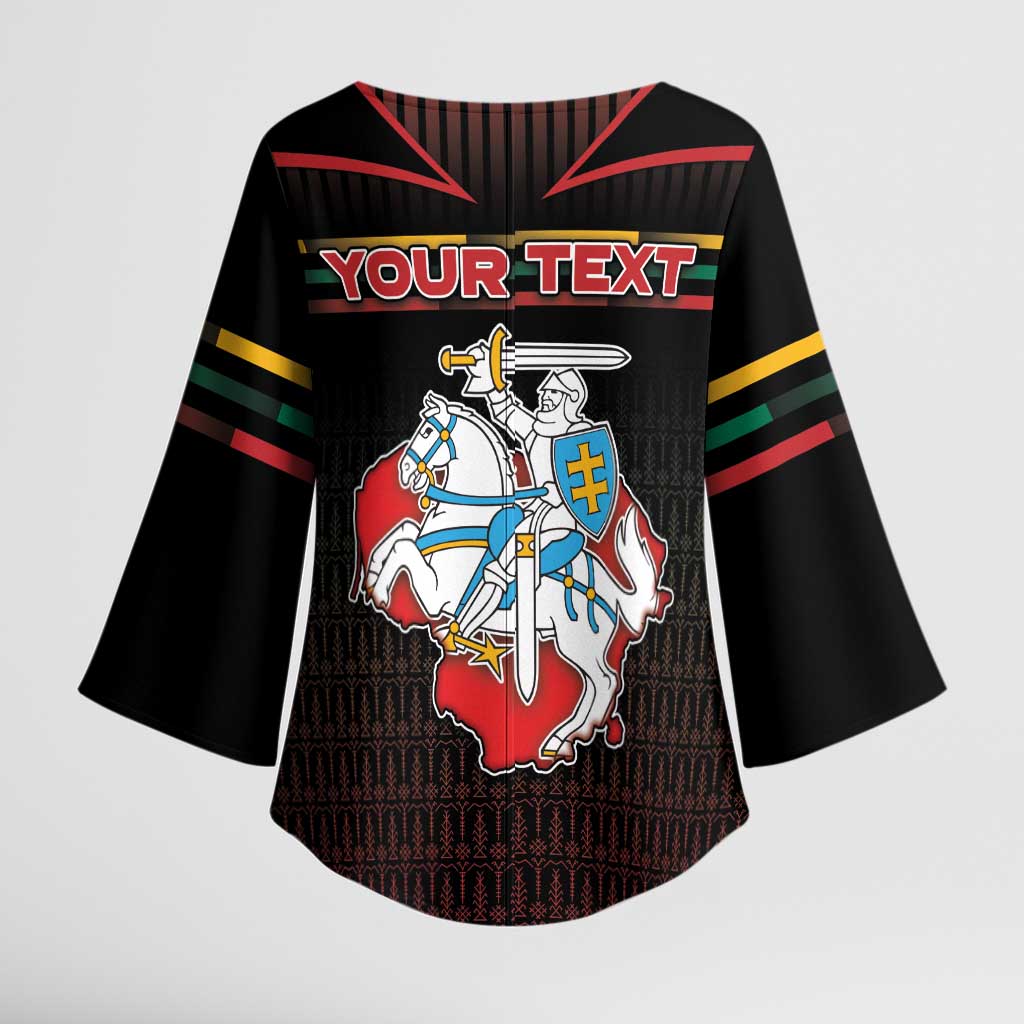 Personalized Lithuania Kimono Sleeve Blouse Knight In Armor With Map - Wonder Print Shop