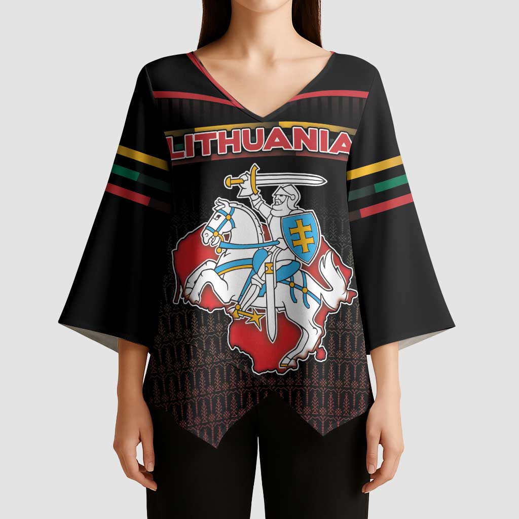 Personalized Lithuania Kimono Sleeve Blouse Knight In Armor With Map - Wonder Print Shop