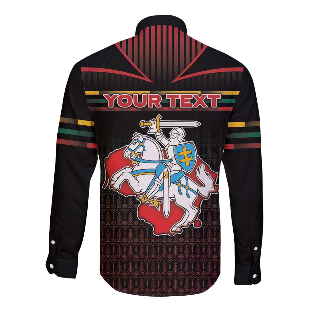 Personalized Lithuania Long Sleeve Button Shirt Knight In Armor With Map - Wonder Print Shop