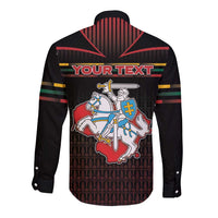 Personalized Lithuania Long Sleeve Button Shirt Knight In Armor With Map - Wonder Print Shop