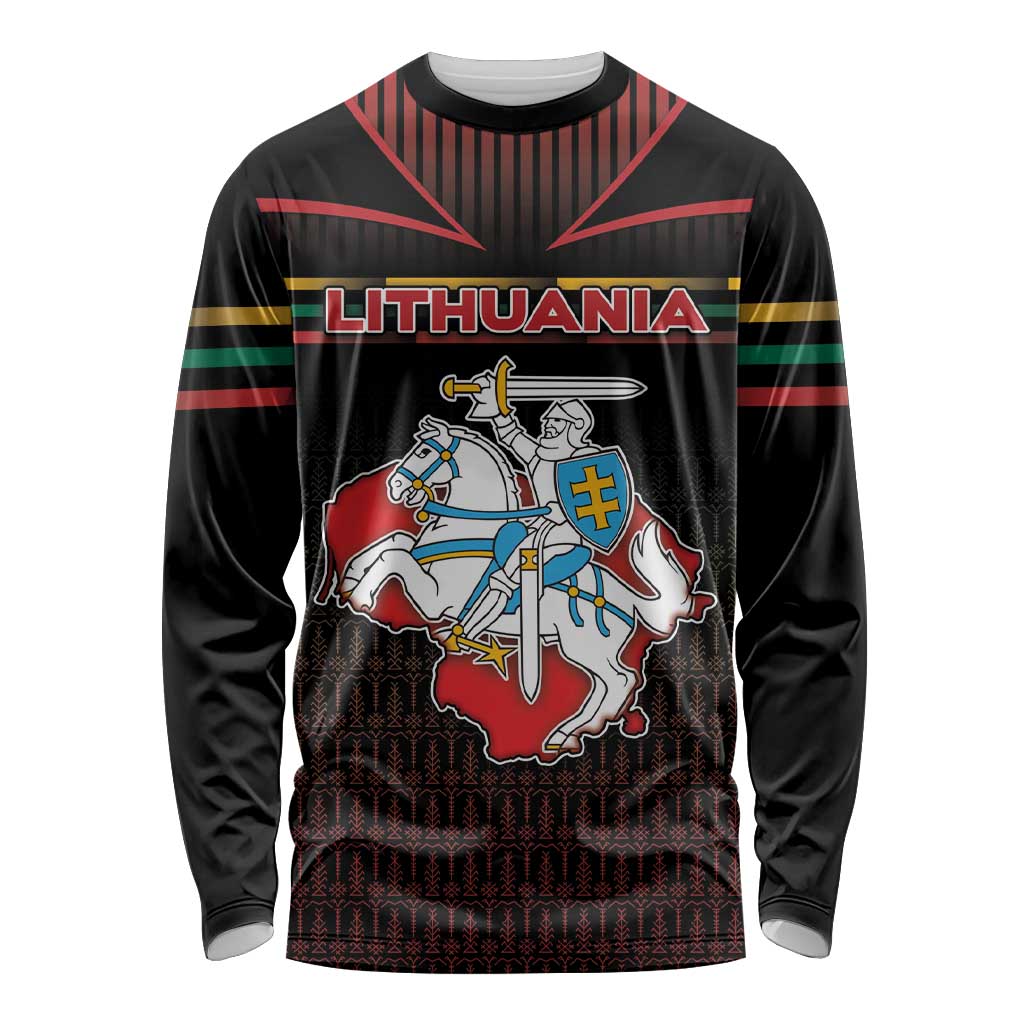 Personalized Lithuania Long Sleeve Shirt Knight In Armor With Map - Wonder Print Shop
